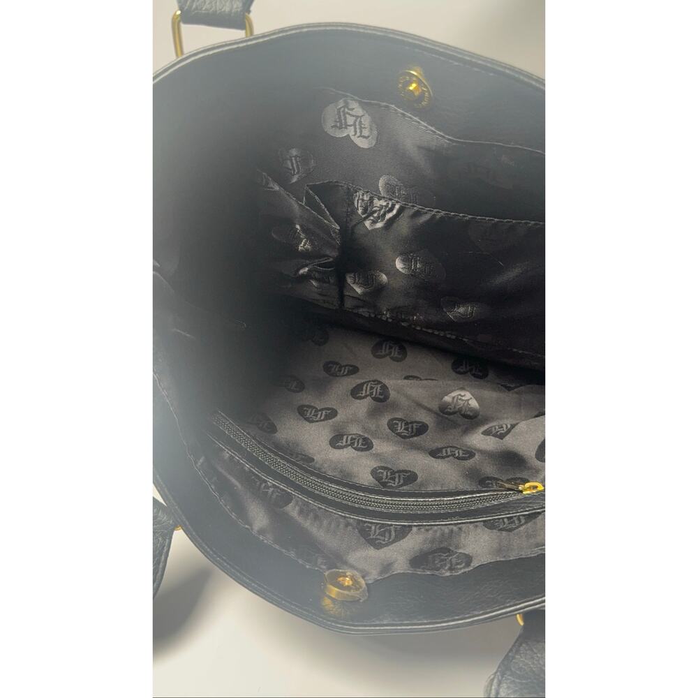 Loungefly Sugar Skull Tote Bag Black Gold Floral Braided Handle Gothic Purse - Picture 8 of 13